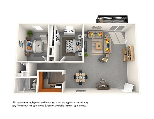 Floor plan 2 Bedroom 1 Bath - Affordable