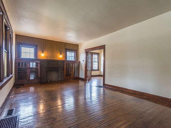 Living room with built-in bookcases