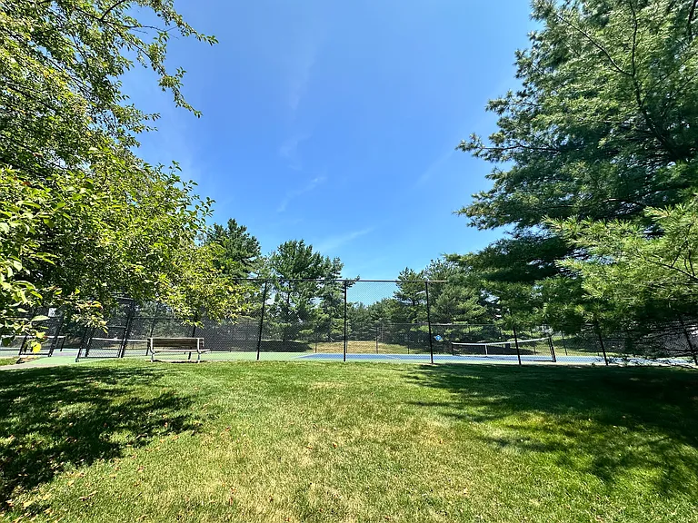One of the Several Tennis Courts surrounded by greenery
