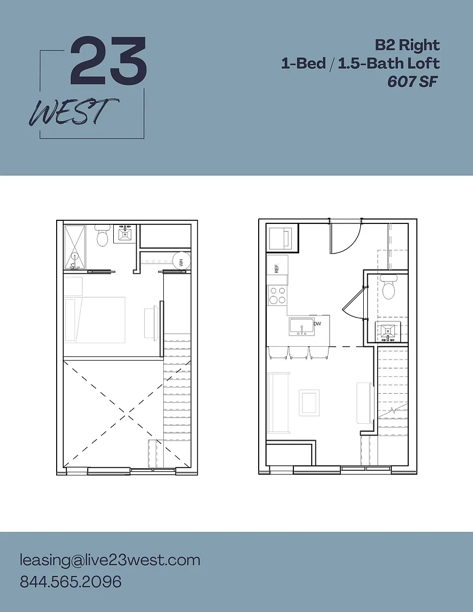 Floor plan B2 - 1 Bed 1 Bath Loft