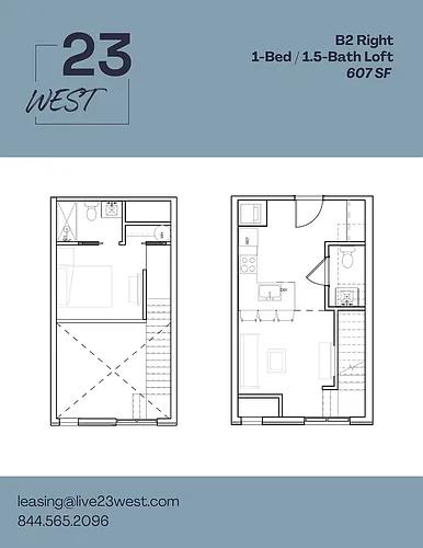 Floor plan B2 - 1 Bed 1 Bath Loft