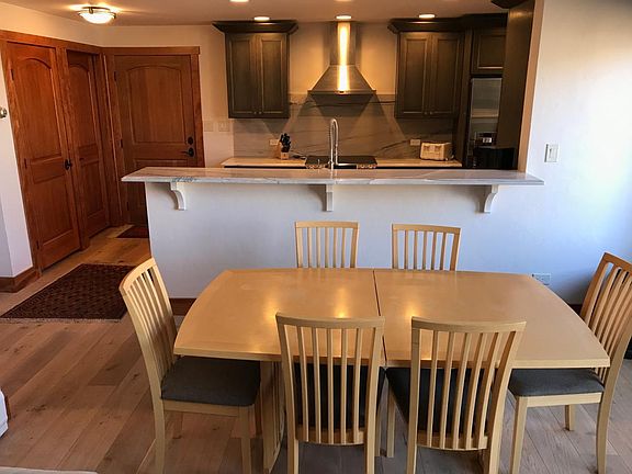 Large dining table can accommodate 8 people