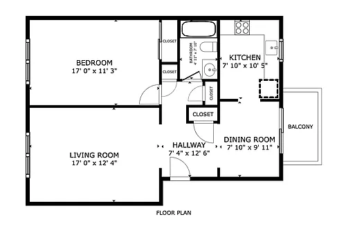 Floor plan 1 Bedroom (Renovated)