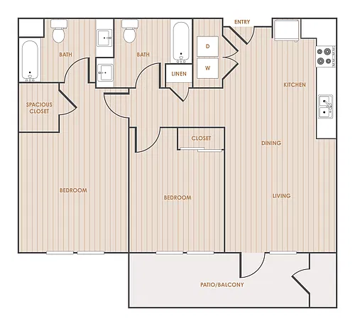 Floor plan 2 Bedroom 2 Bathroom 22C