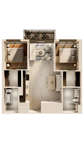 Floor plan Outer Bank 2 Bedroom