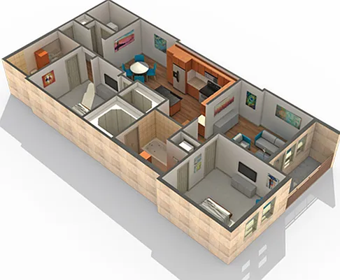 2 BR x 2 BA - A Floorplan 2 BR x 2 BA - A Floorplan