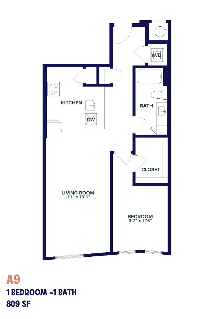 Floor plan Nita One Bedroom A9