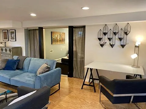 View into bedroom alcove or flexible area.