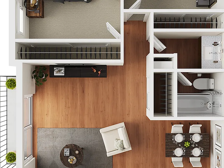 2 BR x 1 BA - A Floorplan - Classic 2 BR x 1 BA - A Floorplan - Classic