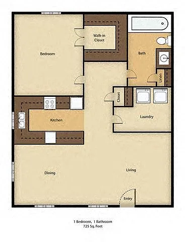 Floor plan 1 Bedroom, 1 Bathroom