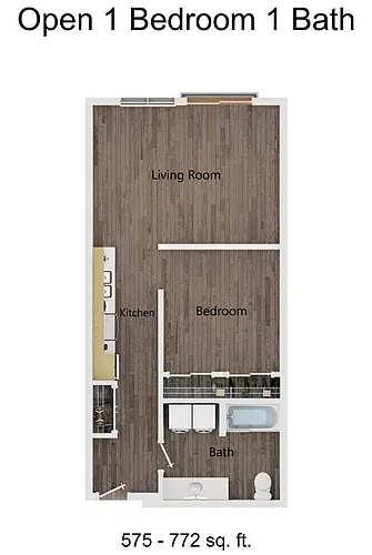 Floor plan Open 1 Bedroom 1 Bath