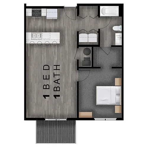 Floor plan 1 Bed, 1 Bath