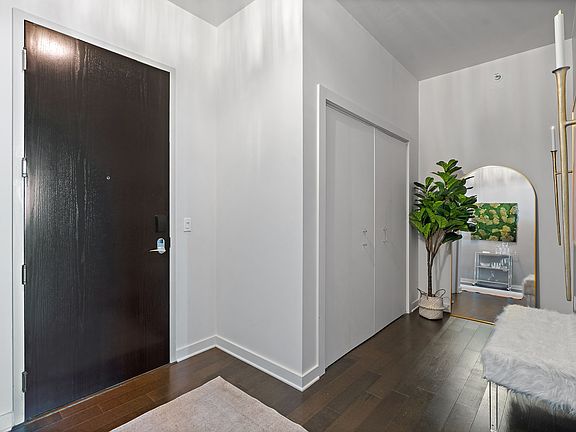 Entry hall with laundry center in closet.