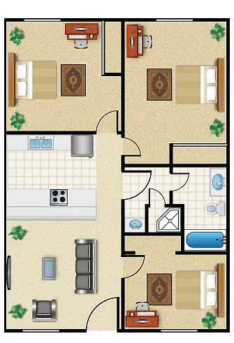 Floor plan CV1 Middle 3x1.5 Apartment