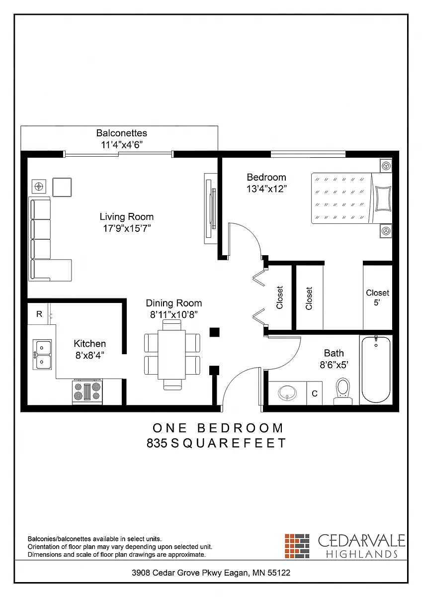Floor plan One Bedroom
