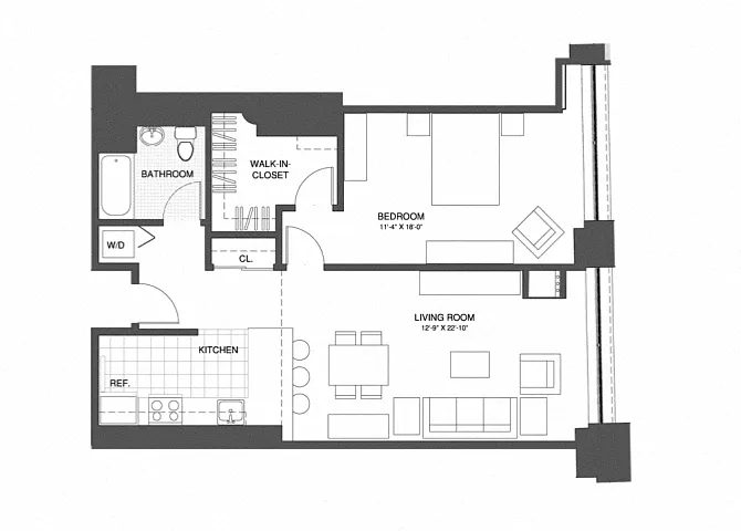Floor plan 1 Bed/1 Bath