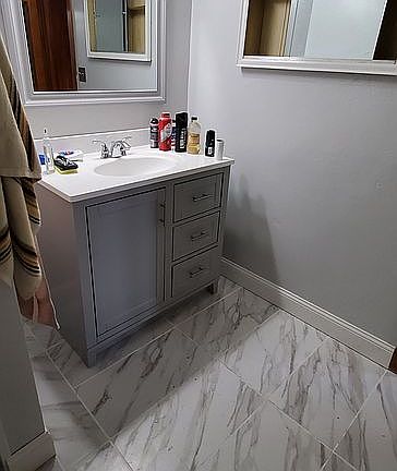 Front BR new vanity and floor