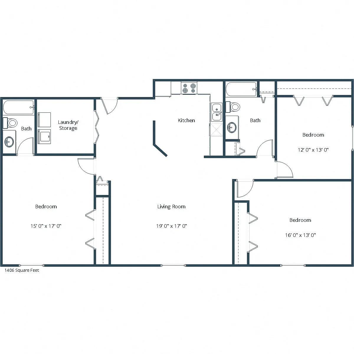 Floor plan Three Bedroom 32B