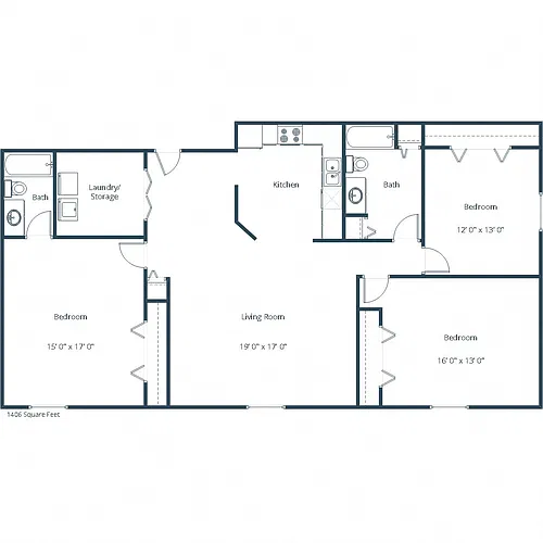 Floor plan Three Bedroom 32B