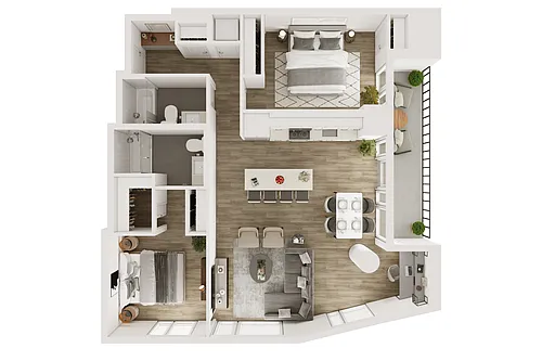 Floor plan B5: 2BR/2BA 1204 SF