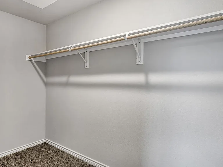 Spacious walk-in closet with shelving