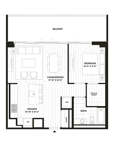 Floor plan 1 Bed/1 Bath-A1