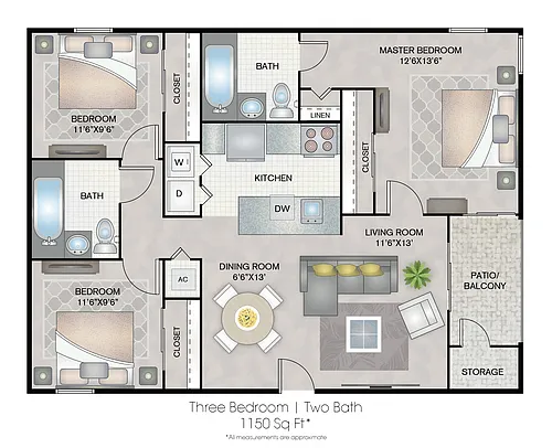 Floor plan Three Bedroom