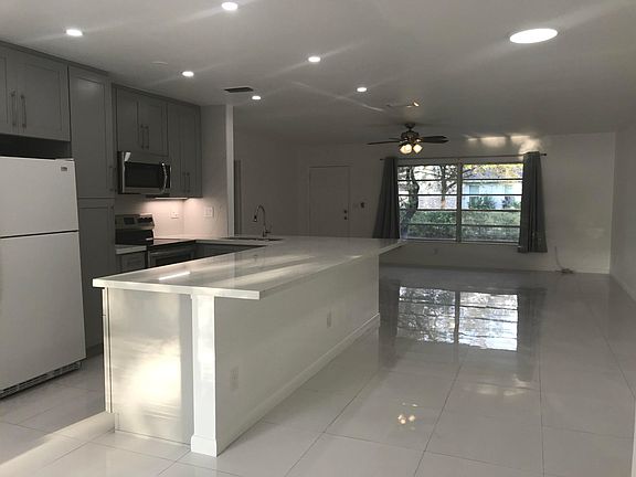 A view of the new kitchen, dining and living area.