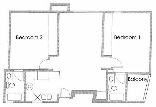 Floor plan 2BR 2BA - FLOOR PLAN E - 10969 ROCHESTER