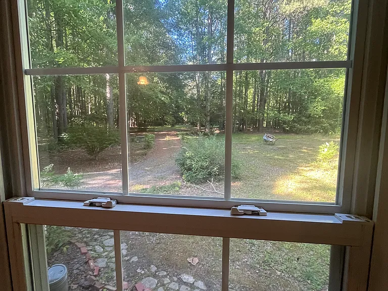 View from living front window of primary bedroom