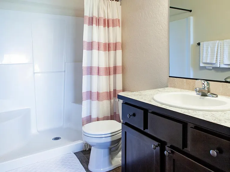 2 and 3 bedrooms feature walk in shower in master bathroom and tub in guest bathroom