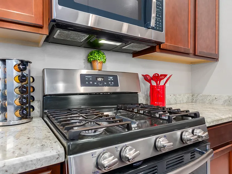 5 gas burners with a griddle.