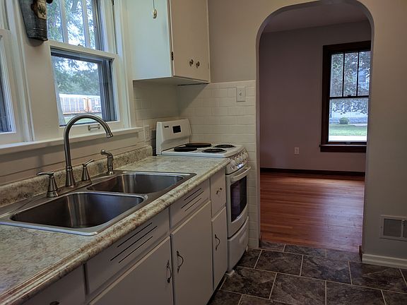 View from kitchen to dining 