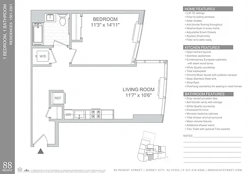 Floor plan 88 Regent-1Bed A11