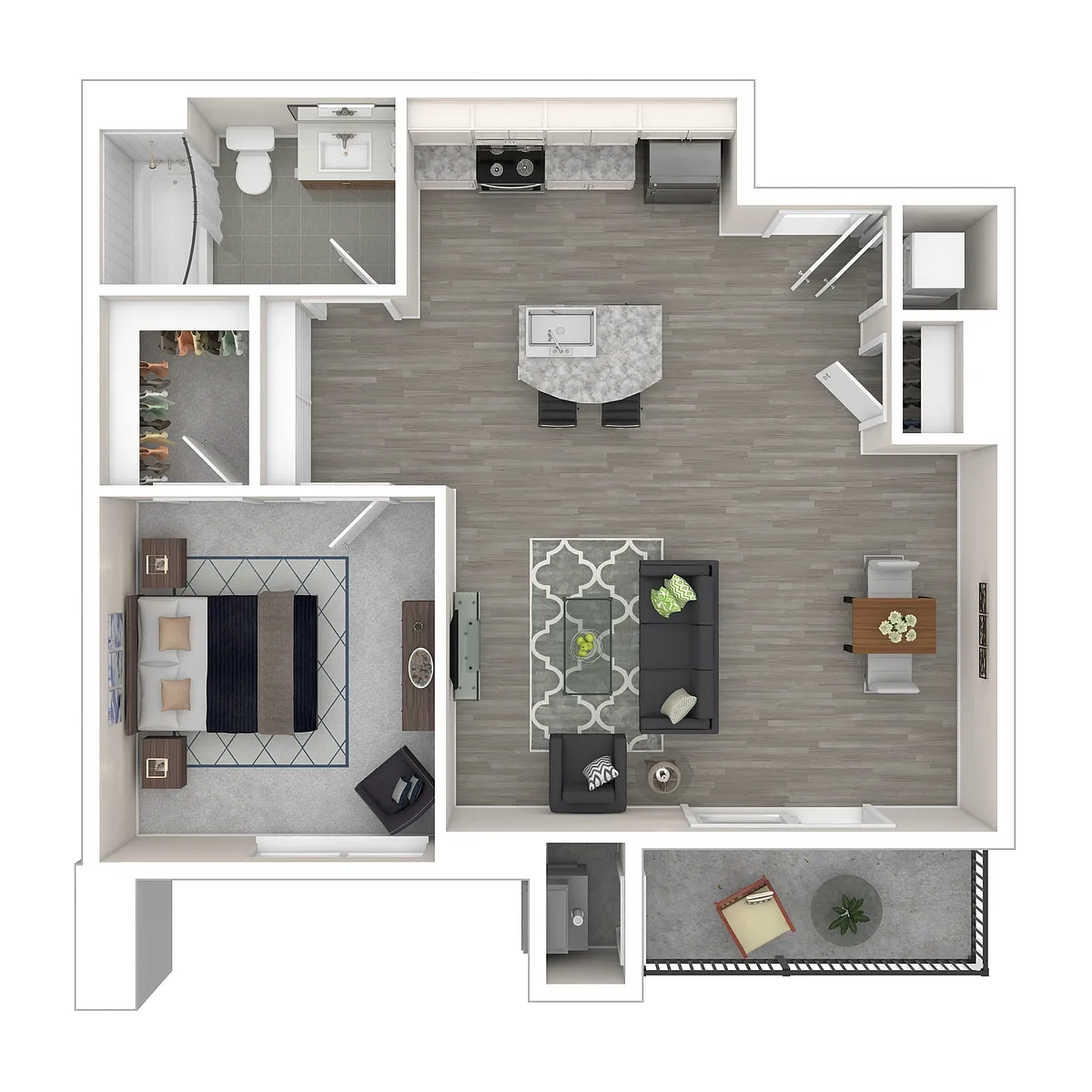 Floor plan 1 Bed Building A & B Style 2