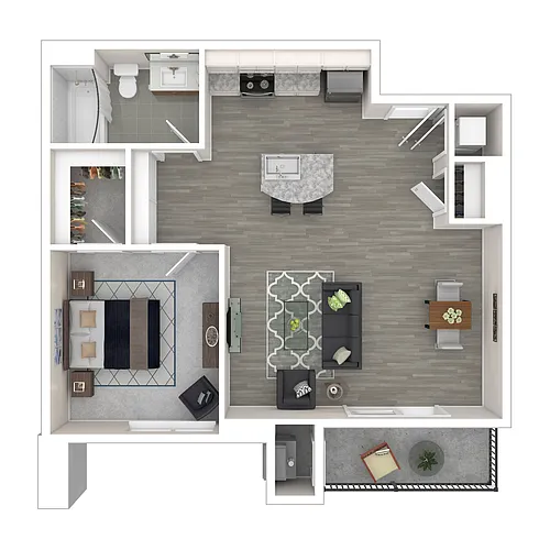 Floor plan 1 Bed Building A & B Style 2