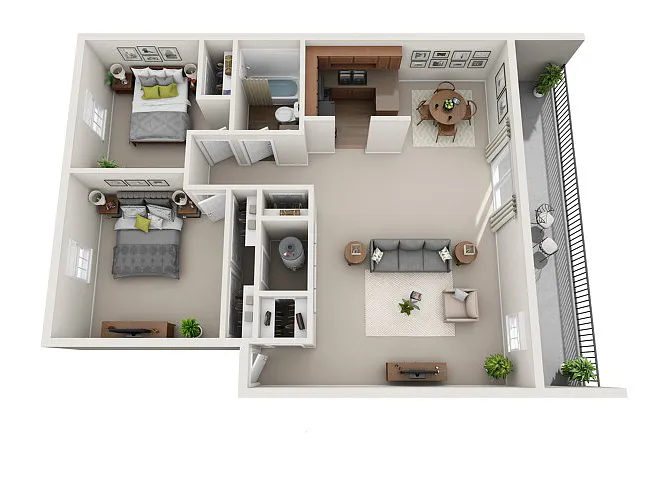 Floor plan 2 BED 1 BATH