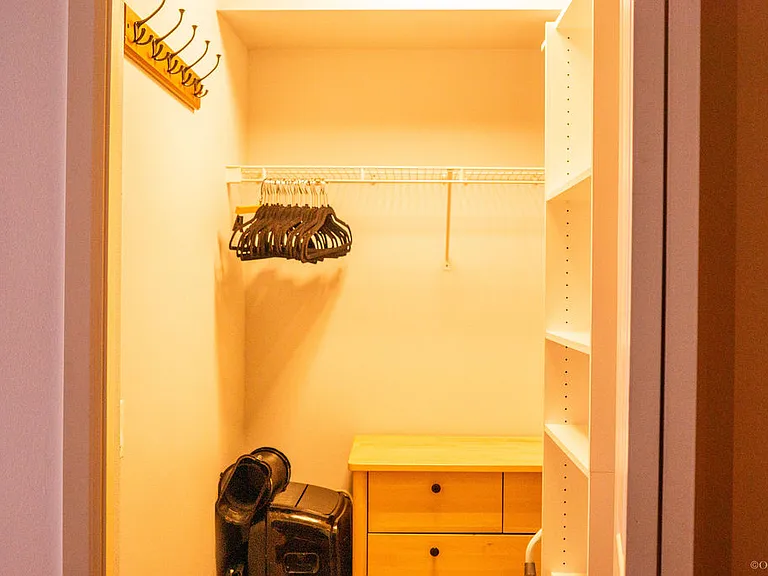 Walk in closet. Portable AC unit