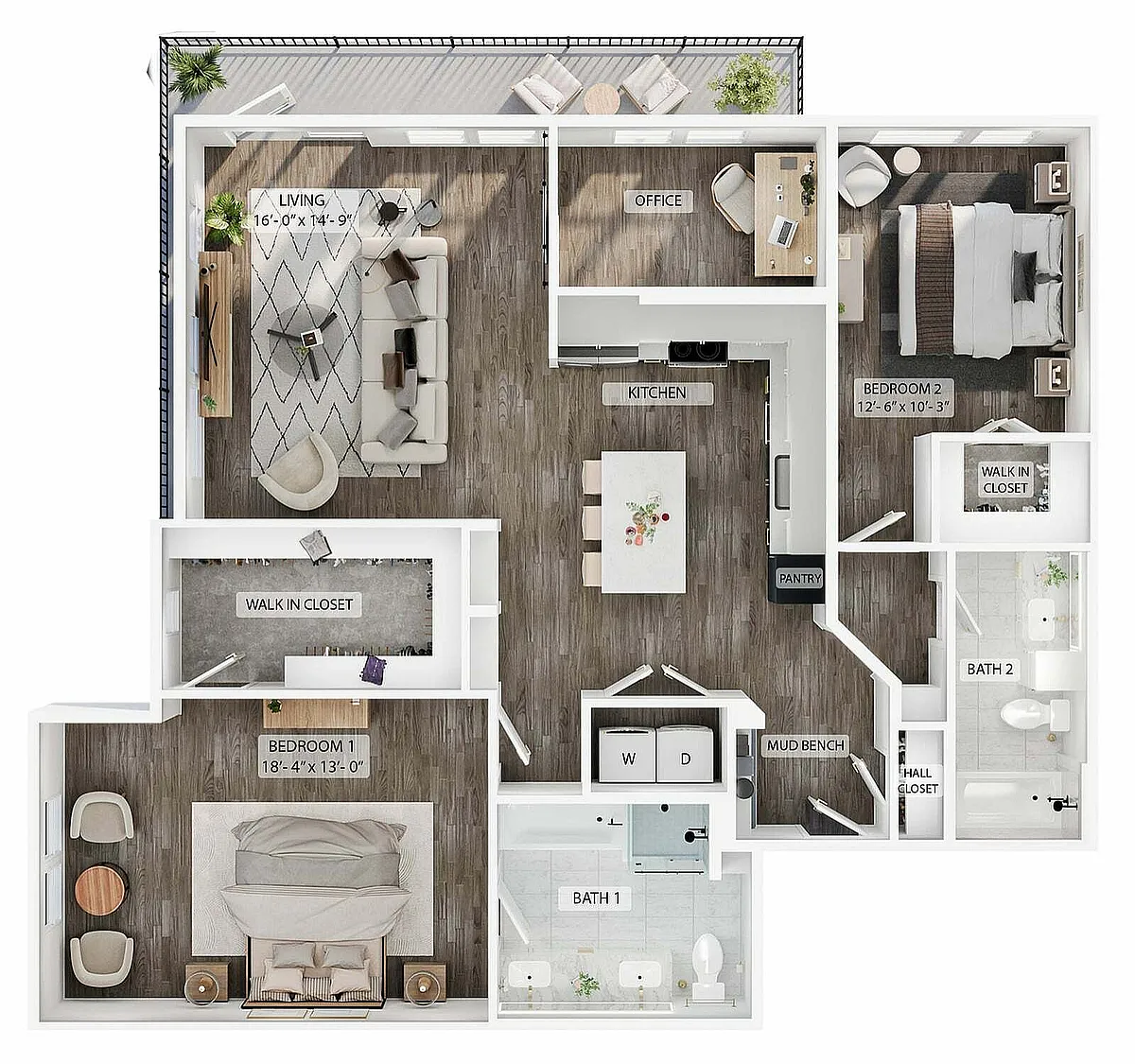 Floor plan 2BR/2BA - B6