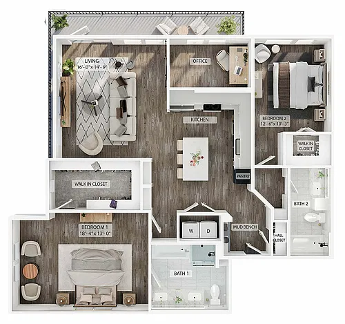 Floor plan 2BR/2BA - B6