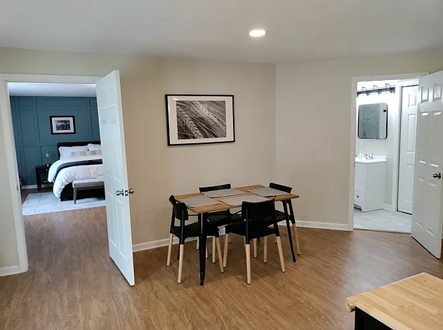 Main area upon entering the unit with access to bedroom and bathroom.