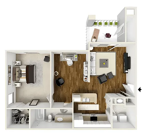 Floor plan One Bed With Study