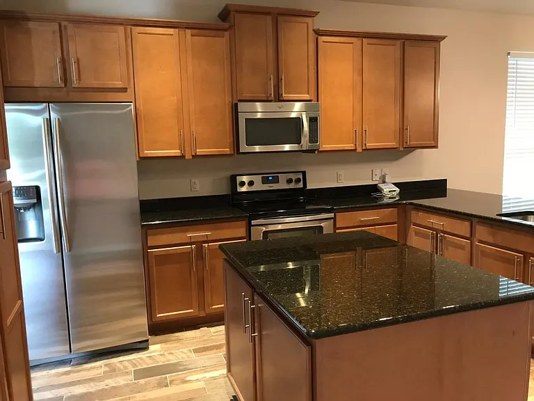 Modern kitchen with plenty of storage space.