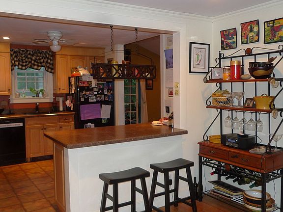 from dining room into kitchen