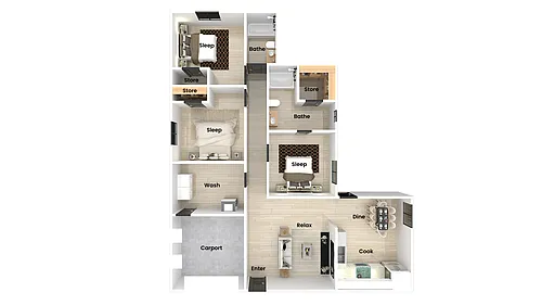 Floor plan 3 Bedroom 2 Bathroom