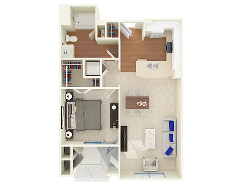 Floor plan One Bedroom One Bath Model C