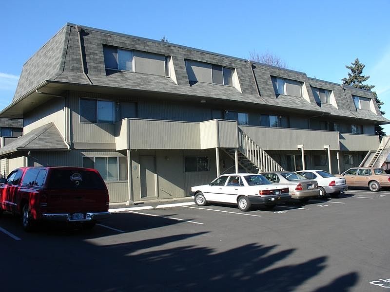 Exterior view, assigned and guest parking