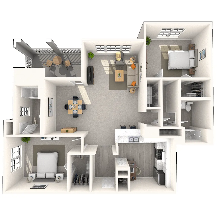 Floor plan Traditional 2x2 1290 SF