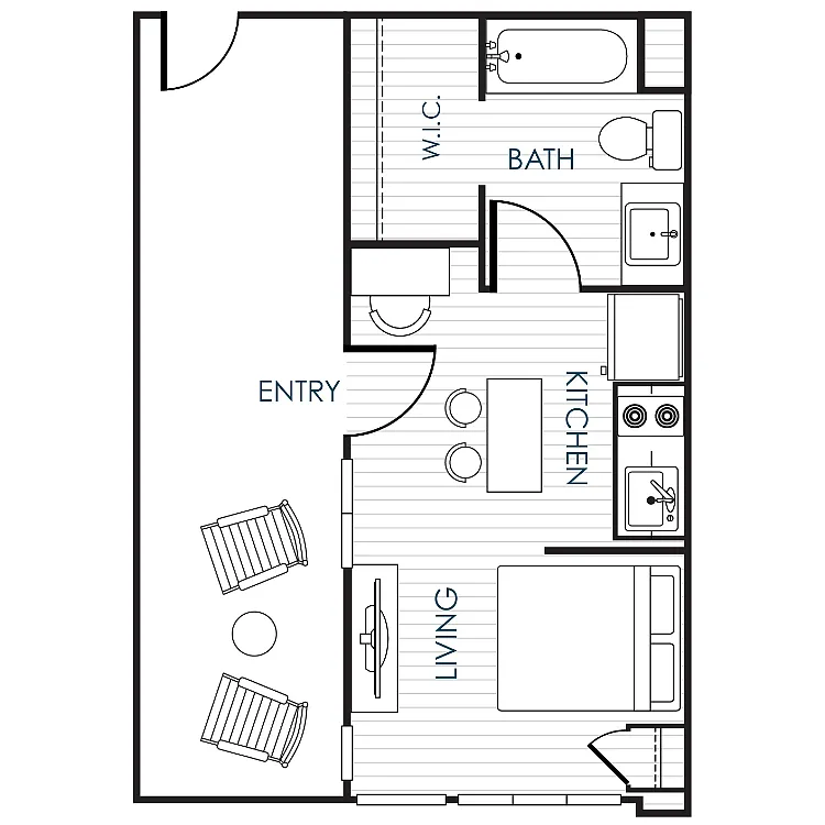 Floor plan Studio Furnished Unit w/Large Terrace