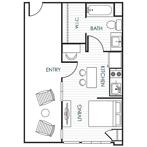 Floor plan Studio Furnished Unit w/Large Terrace